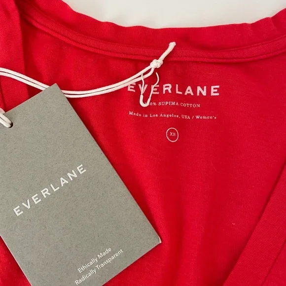 Everlane red Supima Cotton Tee Made in USA XS NWT - Picture 5 of 8